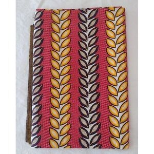 Vintage Veritable Super Java Block Print Fabric Red Yellow Retro African Cotton